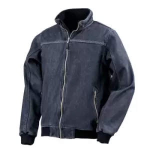 Image of Result Mens Stone Wash Denim Bomber Jacket (S) (Washed Navy)