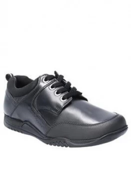Image of Hush Puppies Dexter Lace School Shoe, Black, Size 2.5 Older