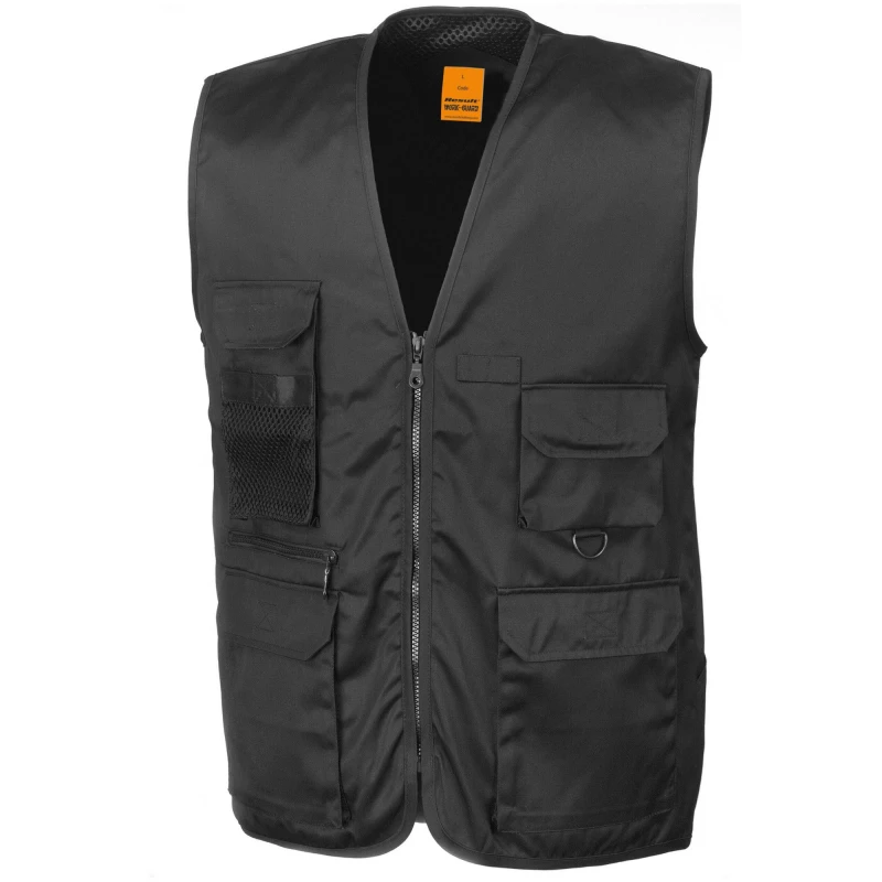 Image of Result Result Men Safari Waistcoat in Black Size: Small Black S Male 5063470673384