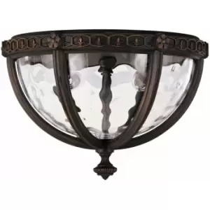 Image of Outdoor IP44 2 Bulb Flush Light Walnut LED E14 40W Bulb Outside External