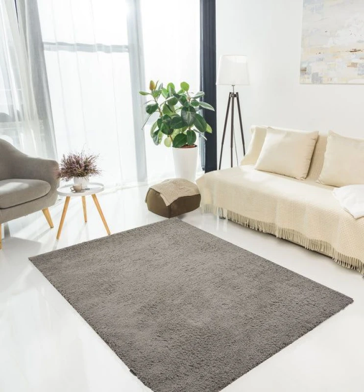 Image of Rugstyle Super Comfy Teddy Rug Plain Ivory in Grey Size: 120cm x 160cm Grey Unisex 120cm x 160 cm