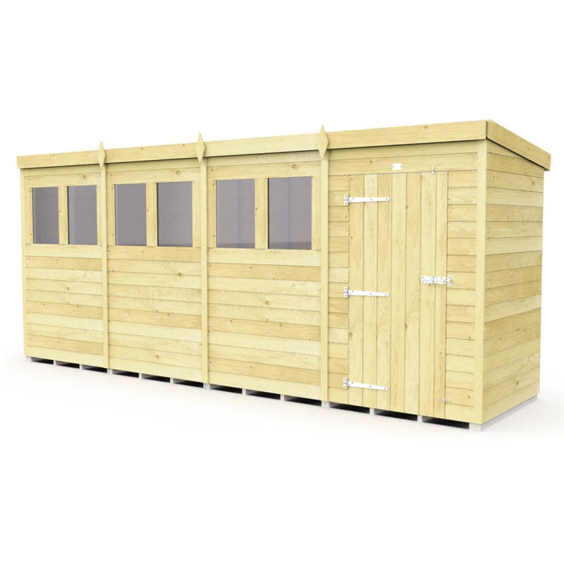 Image of Flat Pack Sheds DIY Sheds 16 x 4 Pent Shed, Brown 16X4PFF