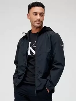 Image of Calvin Klein Crinkle Nylon Hooded Jacket - Black Size M Men