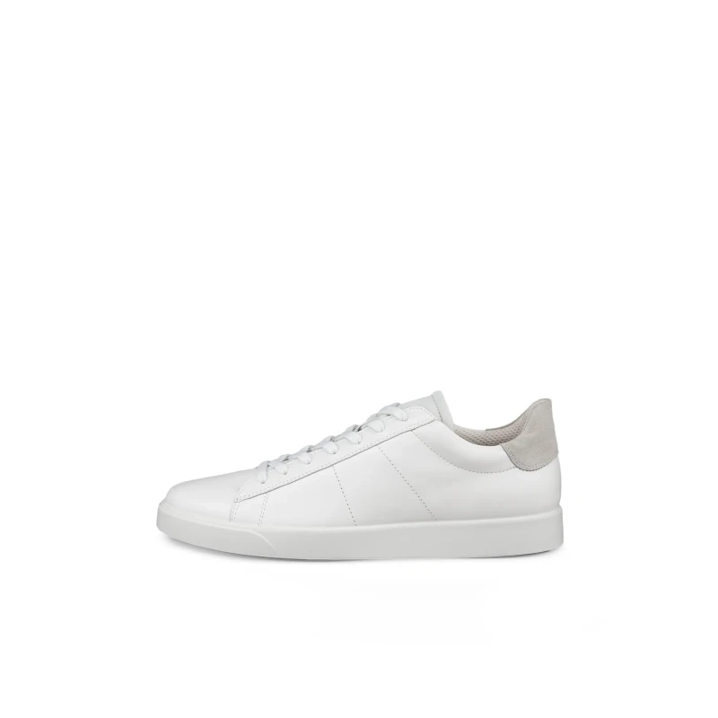 Image of Ecco Street Lite Leather Mens Lace Up Trainers - White Gravel - Size:UK 7.5