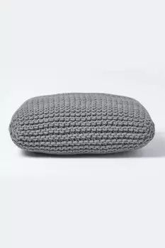 Image of Square Cotton Knitted Pouffe Floor Cushion