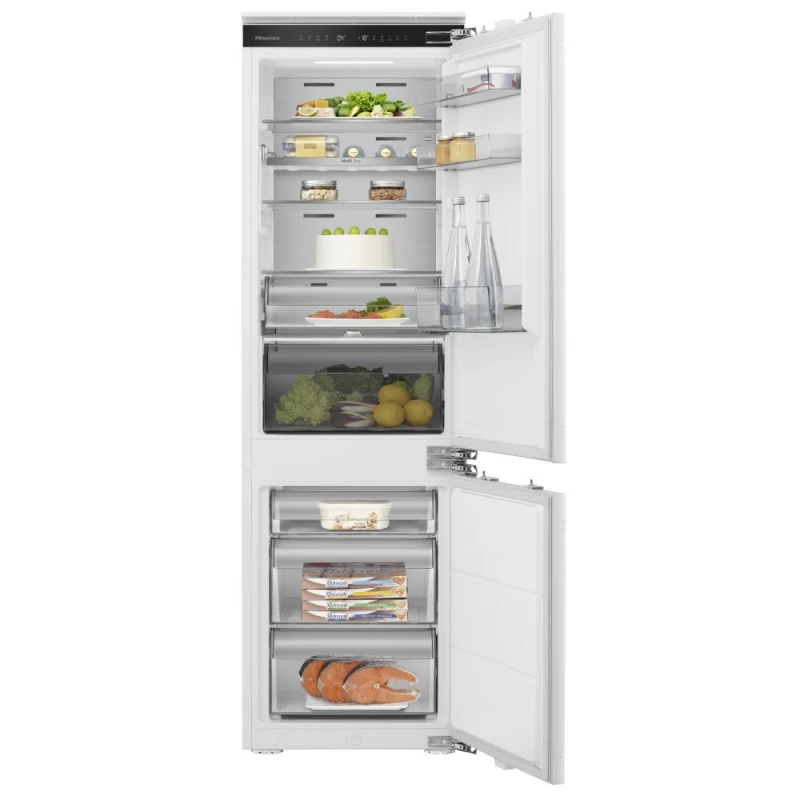 Image of Hisense RB3B250SAWE WiFi Connected 177cm High 60/40 Integrated No Frost Fridge Freezer with Fixed Door Fixing Kit - White - E Rated