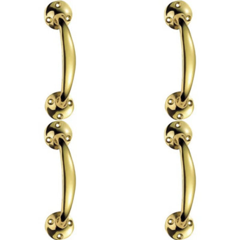 Image of Loops 4x Victorian Bow Shaped Pull Handle 152mm Length 32mm Proj Polished Brass Metallics unisex