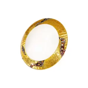 Image of Serena Designer Glass Patterned Flush Ceiling Lamp Polished Gold - Kiss Gold Pattern, 2x E27