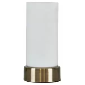 Image of Minisun - Antique Brass Touch Table Lamp Frosted Glass Cylinder Design - No Bulb