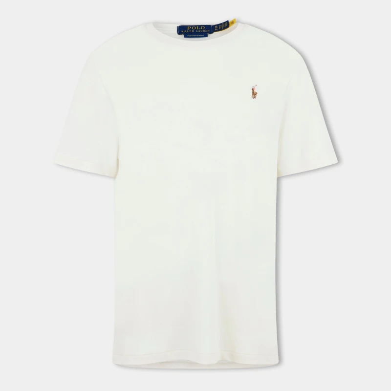 Image of Polo Ralph Lauren Mens Regular Fit Pima T-Shirt Pale Cream male L
