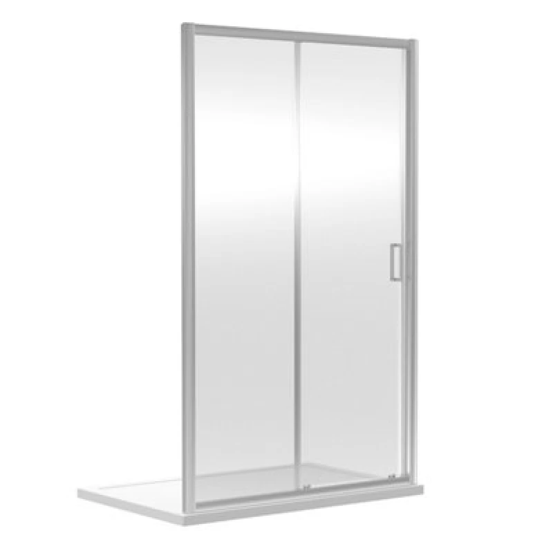 Image of Balterley Safety Glass Reversible Sliding Shower Door Chrome 6mm 1000mm in Silver Silver Unisex
