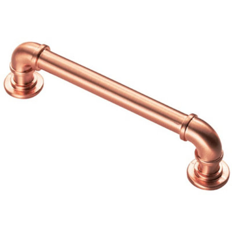 Image of Loops Pipe Design Cabinet Pull Handle 128mm Fixing Centres 12mm Dia Satin Copper Copper unisex