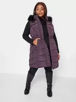 Image of Yours Midi Padded Gilet, Purple, Size 30-32, Women