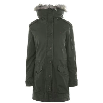 Image of Jack Wills Everlyn Detachable Faux Fur Parka Jacket - Olive