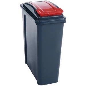 Image of VFM Recycling Bin With Lid 25 Litre Red 384285