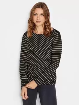 Image of Long Tall Sally Black Stone Cut About Stripe Top, Black, Size 14, Women