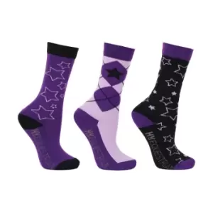 Image of Hy Childrens/Kids Stella Socks Set (Pack of 3) (8 UK Child-12 UK Child) (Purple/Lilac/Black)