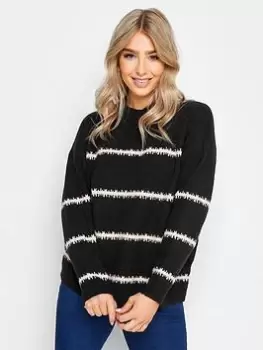 Image of M&Co Black Blurred Stripe Jumper, Black, Size 22-24, Women