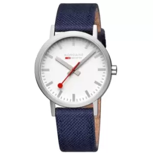 Image of Mondaine Classic Quartz White Dial Blue Textile Strap Unisex Watch A660.30360.17SBD1
