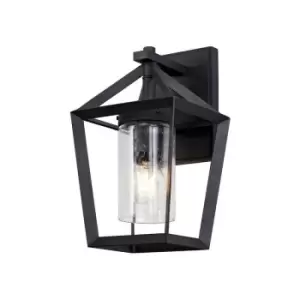 Image of Luminosa Lighting - Down Wall Lamp, 1 x E27, IP54, Anthracite, Clear Rain Drop Effect Glass