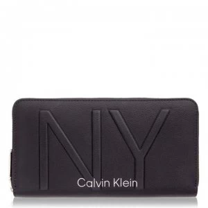 Image of Calvin Klein NY Shaped Zip Around Purse - BLACK BAX