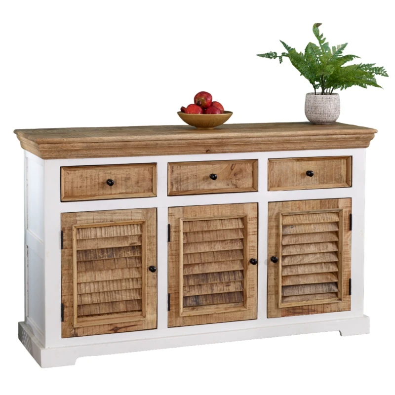 Image of Indian Hub Alfie Wood Sideboard - 3 Drawers & 3 Doors