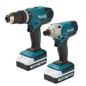 Image of Makita 1.5Ah Li ion Combi drill impact driver twin pack 2 batteries DK18015X2