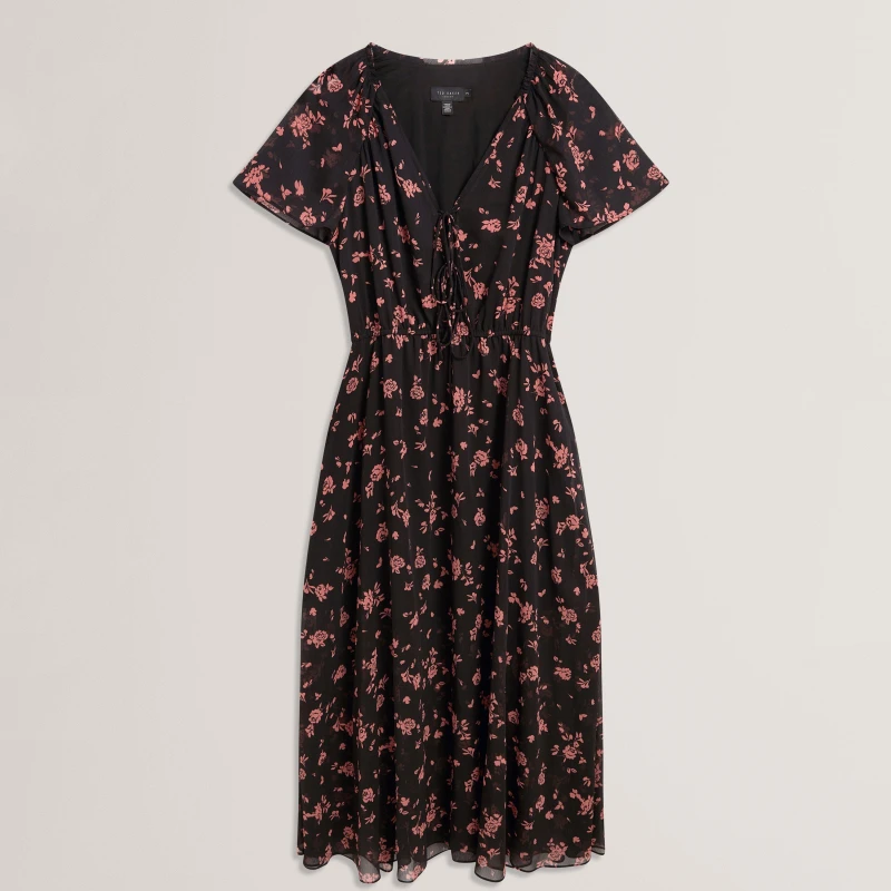 Image of Ted Baker Print Midi Dress Black female 6 (2X)