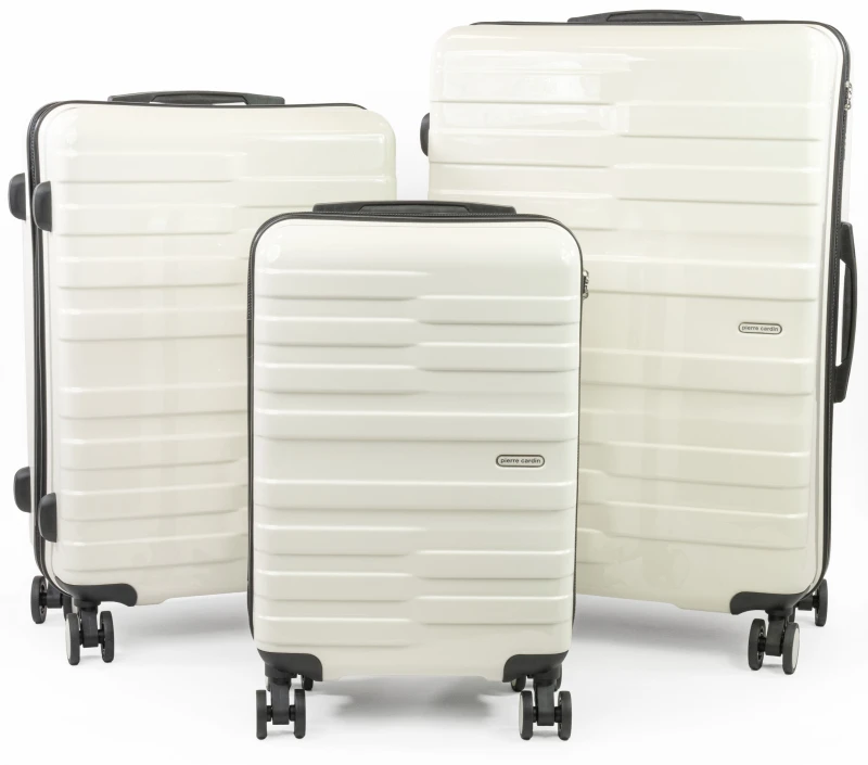 Image of Pierre Cardin Provence Lightweight Hardshell Luggage SET 8 Wheeled Suitcase TSA Lock in White Size: 3 Pack White Unisex 3 Pack