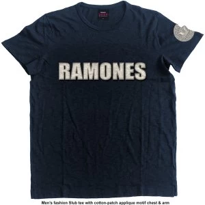 Image of Ramones - Logo & Presidential Seal Unisex Medium T-Shirt - Blue