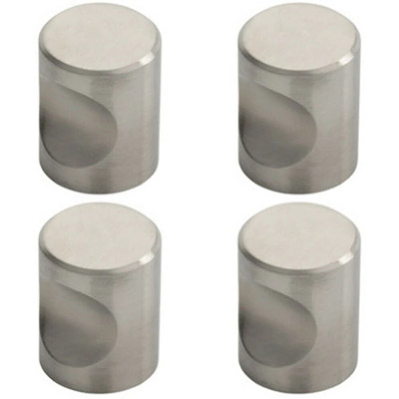 Image of Loops 4x Cylindrical Cupboard Door Knob 20mm Diameter Stainless Steel Cabinet Handle Metallics unisex