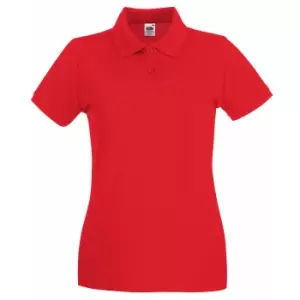 Image of Fruit Of The Loom Ladies Lady-Fit Premium Short Sleeve Polo Shirt (XL) (Red)