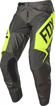 Image of FOX 180 REVN Motocross Pants, grey-yellow, Size 28, grey-yellow, Size 28