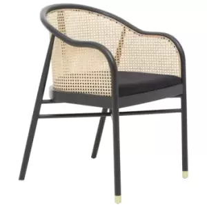 Image of Olivia's Cali Cane Curved Rattan And Birchwood Dining Chair Black