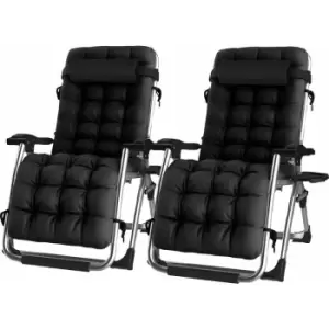 Image of Luxury Recliner Extra Wide Gravity chairs with cup holder - Black 4 Chairs