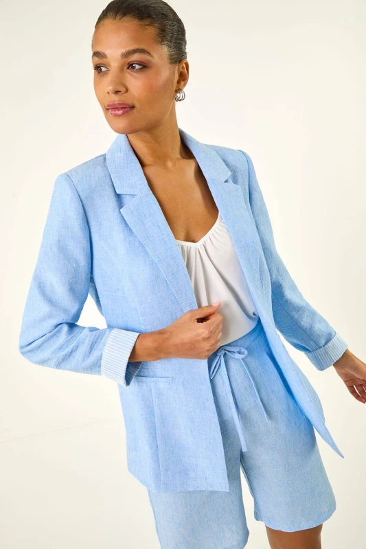 Image of Roman Womens Textured Light Weight Blazer in Blue Size: 20 Blue Female 20