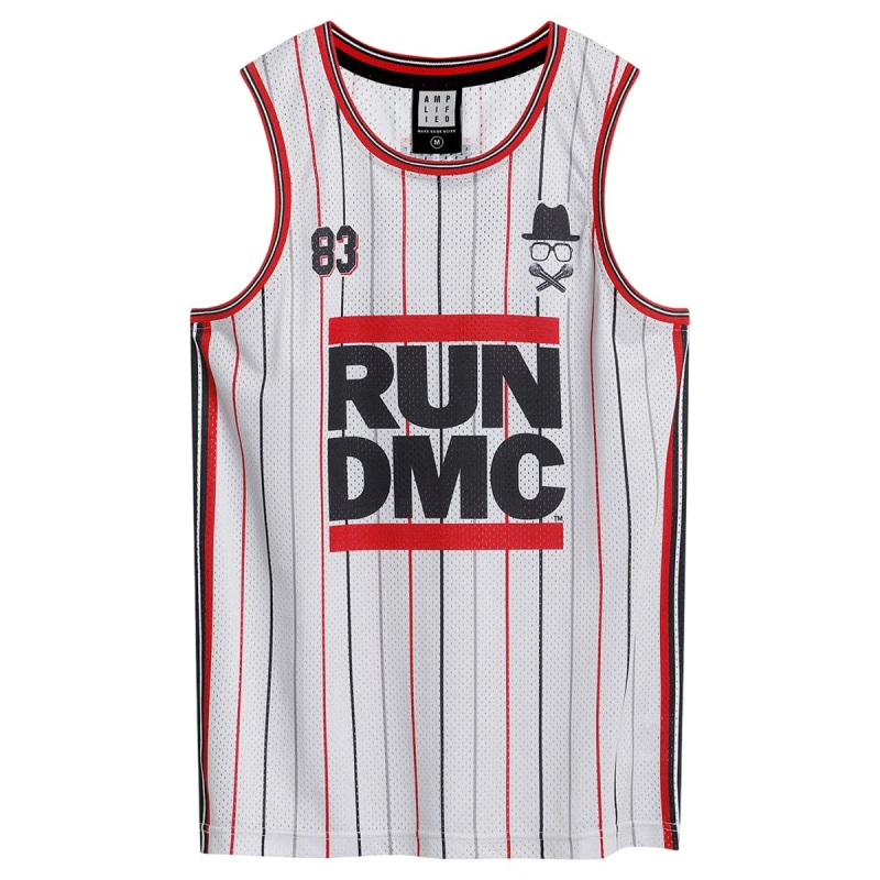 Image of Amplified Amplified Men Tricky Run DMC Basketball Jersey in White Size: Medium White M Male 5063750345376