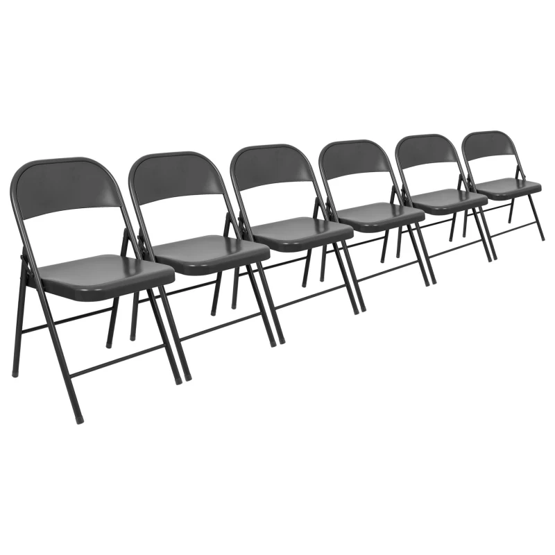 Image of Harbour Housewares Metal Folding Chair - Pack of 6 Black