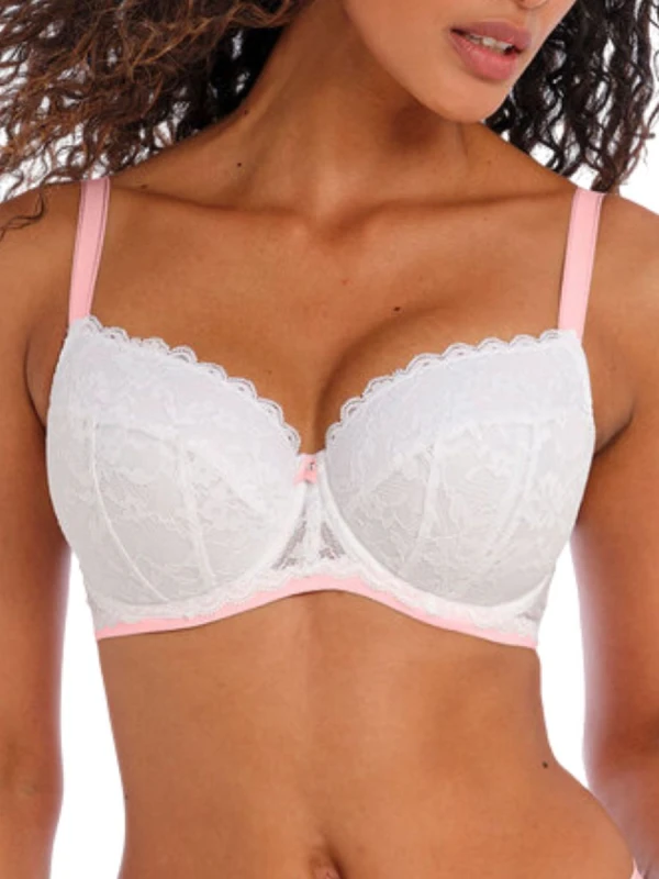 Image of Freya Womens Offbeat Underwired Padded Half Cup Bra in White Size: 34F White Female 34F