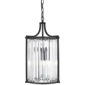 Image of Searchlight Victoria 2 Light Pendant, Matt Black, Crystal Glass