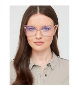 Image of Quay Australia Link In Bio Square Blue Light Glasses - Champagne