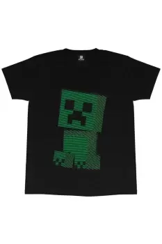 Image of Minecraft Boys Creeper Lines T-Shirt (5-6 Years) (Black)