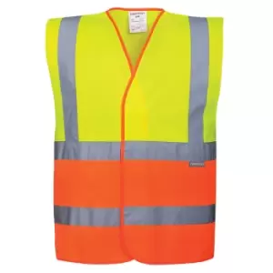 Image of Portwest Two Tone Class 2 Hi Vis Waistcoat Yellow / Orange S / M