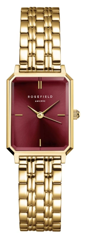 Image of Rosefield OBGSG-O83 Octagon XS (19.5mm) Burgundy Dial / Gold Watch