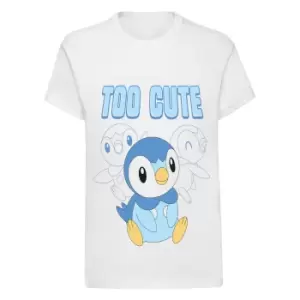 Image of Pokemon Girls Too Cute Piplup T-Shirt (5-6 Years) (White)