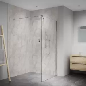 Image of Splashwall Elite Matt Warm Tan Marble Effect Fixed Tongue & Groove Shower Wall Panel (H)2420mm (W)1200mm (T)10mm