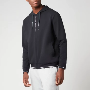 Image of Armani Exchange Zipped Hoodie Navy Size M Men