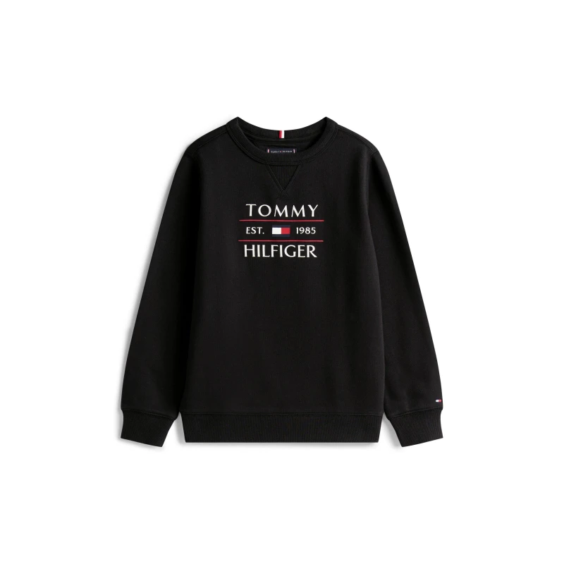 Image of Tommy Hilfiger Kids Flag Soft Fabric Crew Sweatshirt Black BDS male 10Y