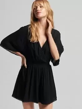 Image of Superdry Vintage Beach Playsuit - Black, Size 10, Women