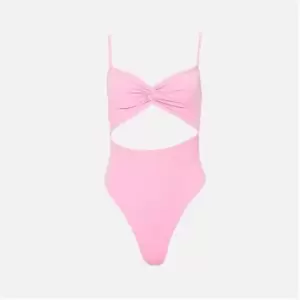 Image of I Saw It First Tie Waist Frill Detail Playsuit - Pink